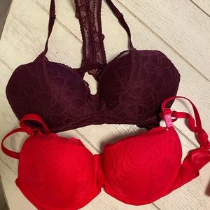 One razor back and one push up Victoria secret bras.